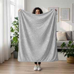 Silver Glitter Texture White Sparkling Shiny Fleece Blanket