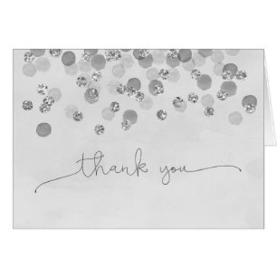 Silver Glitter Thank You Card