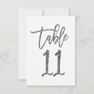 Silver Glitter Trendy Script Table Number 11 