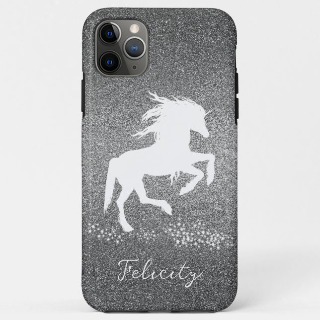 Silver Glitter Unicorn Case-Mate iPhone Case (Back)