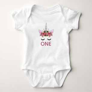 Silver Glitter Unicorn Princess Baby Bodysuit