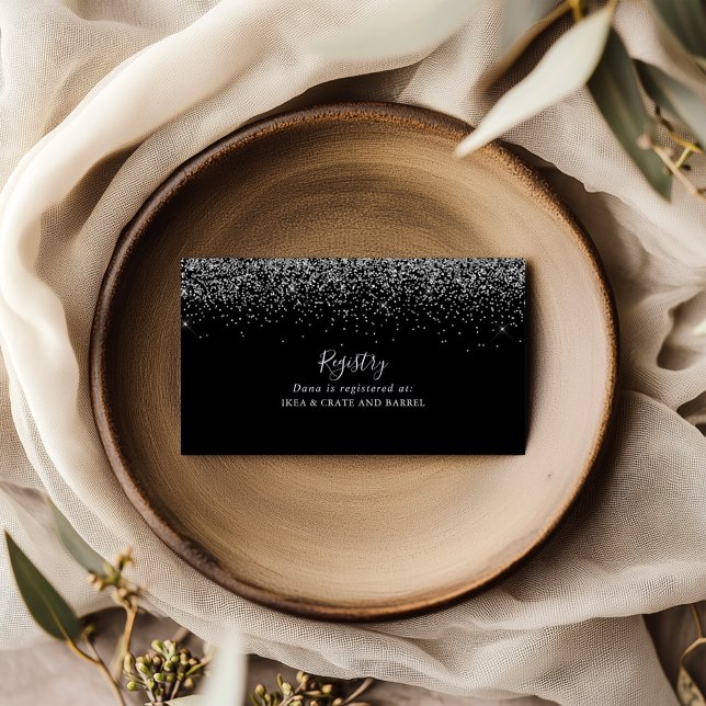 Silver Glitter Wedding Gift Registry  Enclosure Card (Creator Uploaded)