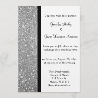 Silver Glitter Wedding Invitation