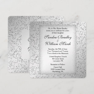 Silver Glitter Wedding Invitation