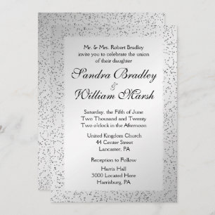 Silver Glitter Wedding Invitation 5"x 7"