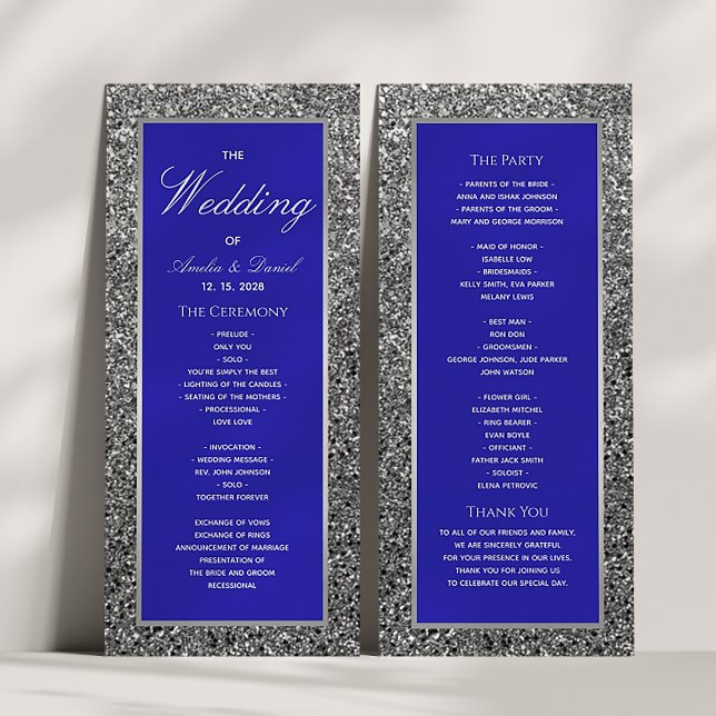 Silver Glitter Wedding Program Programme (Creator Uploaded)