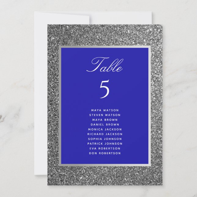 Silver Glitter Wedding Seating Chart (Front)