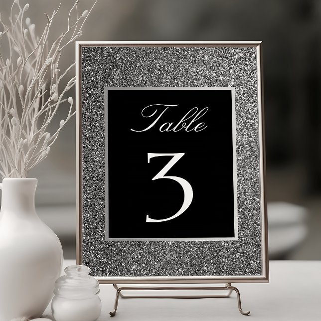 Silver Glitter Wedding Table Number (Creator Uploaded)