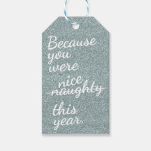 Silver Glitter With "Naughty Or Nice" In White