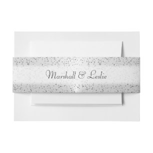 Silver Glitter with Text Invitation Belly Band
