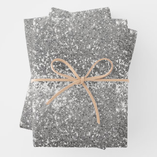 Silver Glitter Wrapping Paper Sheet