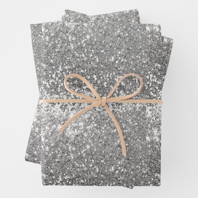 Silver Glitter Wrapping Paper Sheet (In situ)