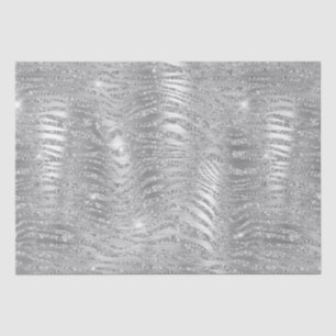 Silver Glitter Zebra Stripes Metallic Pattern Tissue Paper