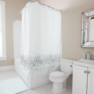 Silver Glittery Edging on White Shower Curtain