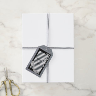Silver Glittery Stiletto & Streamers 18th Birthday Gift Tags