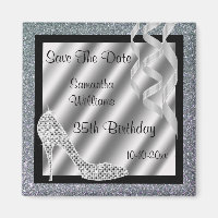 Silver Glittery Stiletto & Streamers 35th Birthday