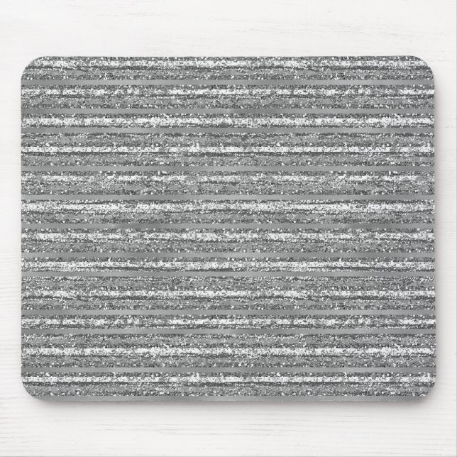 Silver Glittery Stripes Mouse Pad (Front)