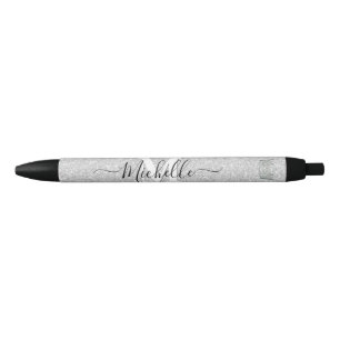 Silver Glitz Monogram Crown Custom Autograph Pen