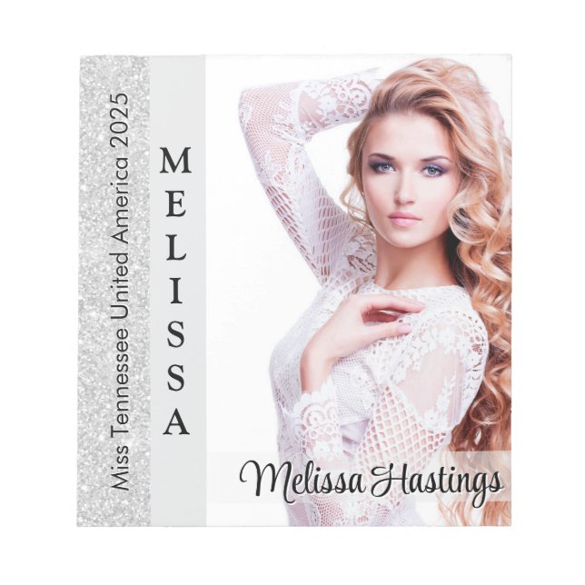 Silver Glitz Pageant Autograph Small Notepad (Front)