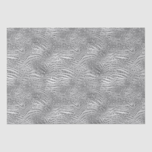 Silver Glitz Zebra Print Tissue Paper (Front)