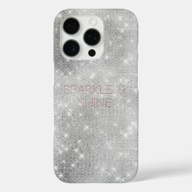 Silver Glitzy Chic Glam Sparkle Case-Mate iPhone Case (Back)