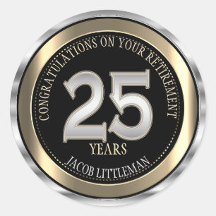 Silver, Gold  and Black - 25 Years Classic Round Sticker