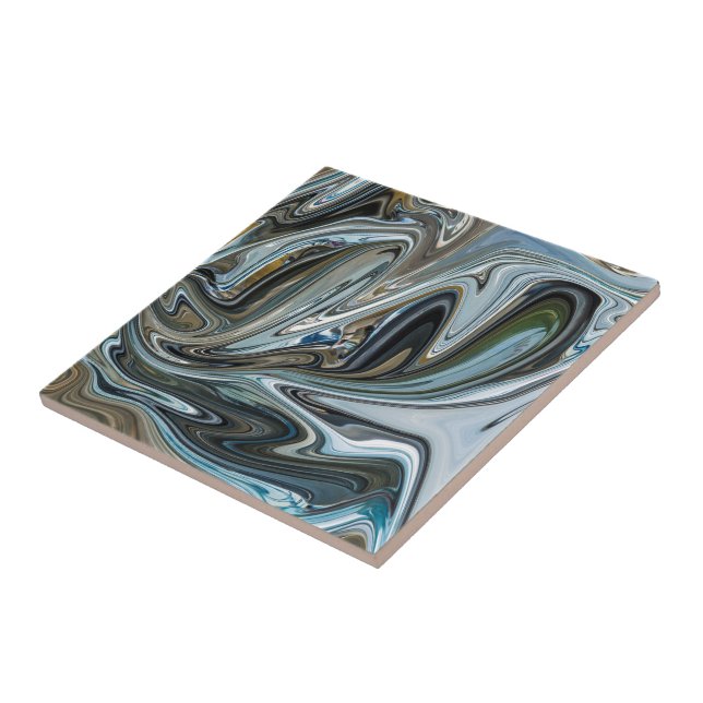 Silver, gold and turquoise abstract pattern tile (Side)