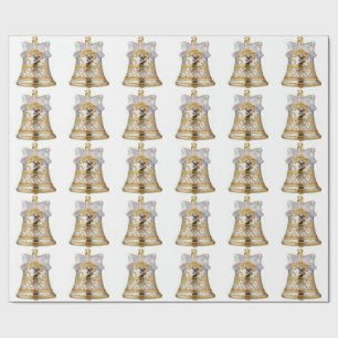 Silver Gold Bell White Wrapping Paper
