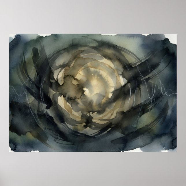 Silver Gold Bloom Spirit Abstract Art Poster (Front)