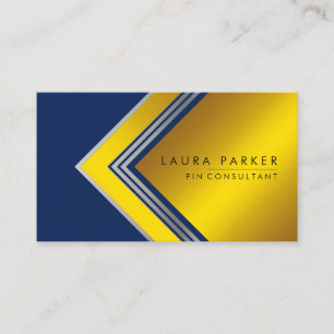 Silver Gold Blue Geometrical Finance Modern Business Card