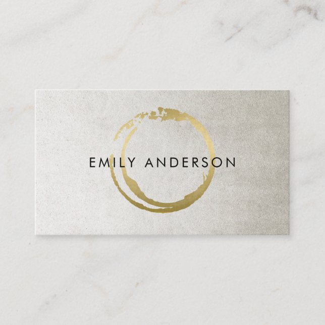 SILVER GOLD BRUSH STROKE STAIN CIRCLE MARK LOGO BUSINESS CARD (Front)
