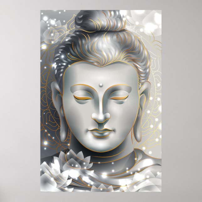 Silver & Gold Buddha Lotus Poster (Front)