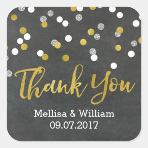 Silver Gold Chalkboard Confetti Wedding Favour Tag