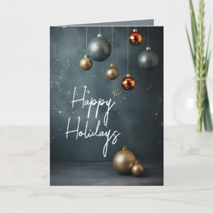 Silver & Gold Christmas Ornaments Holiday Card