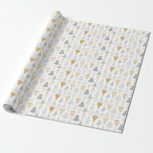 Silver & Gold Christmas Tree Wrapping Paper
