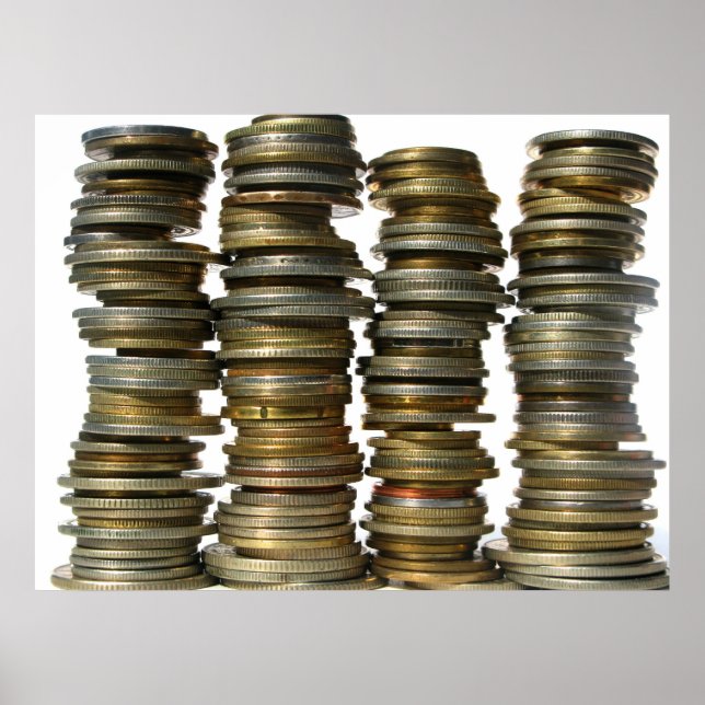 Silver Gold Coin Towers Poster (Front)