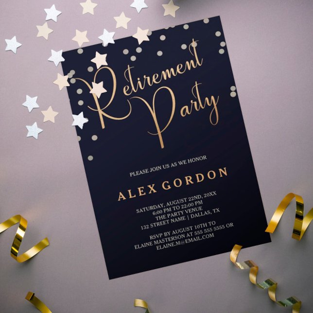 Silver & Gold | Confetti | Retirement Party Invite (Creator Uploaded)