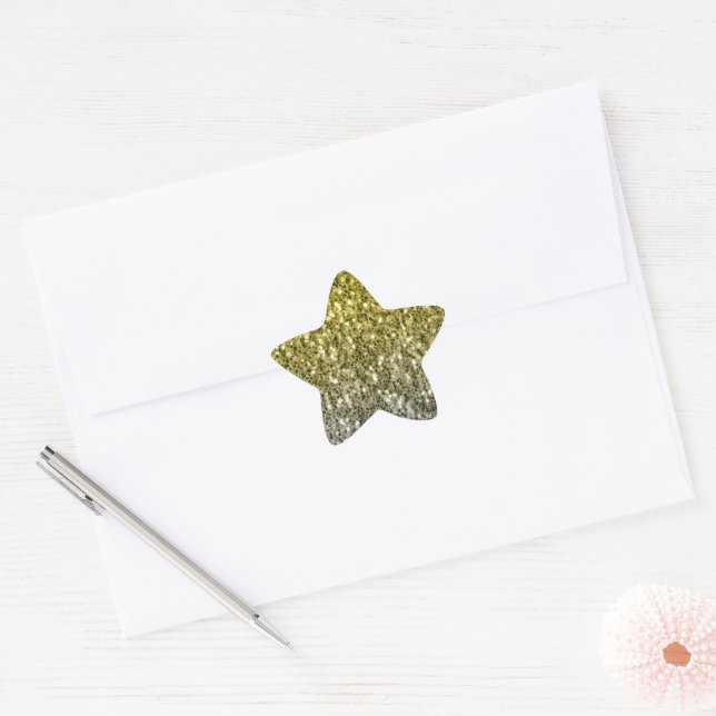 Silver gold dark sparkles glitter ombre  star sticker (Envelope)