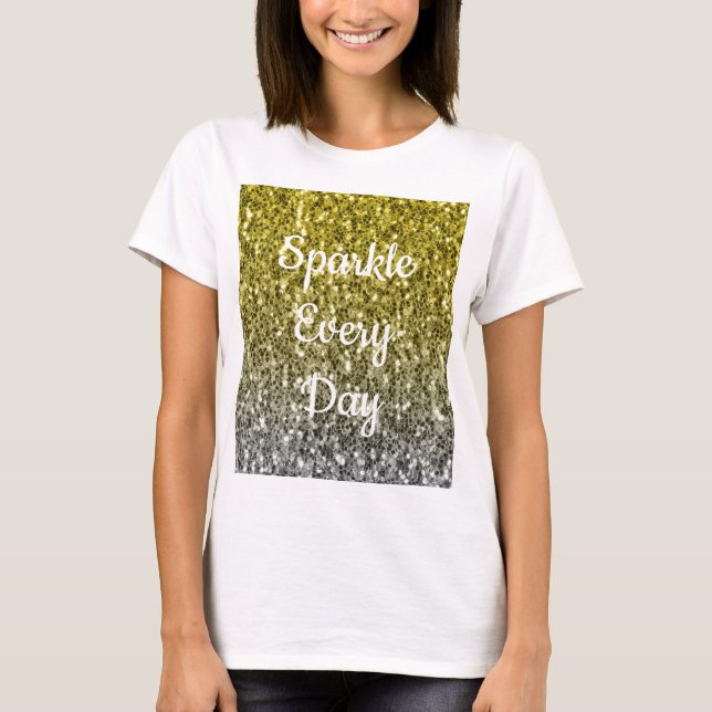 Silver gold dark sparkles glitter ombre  T-Shirt (Front)