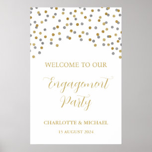 Silver Gold Engagement Party Custom 20x30 Poster