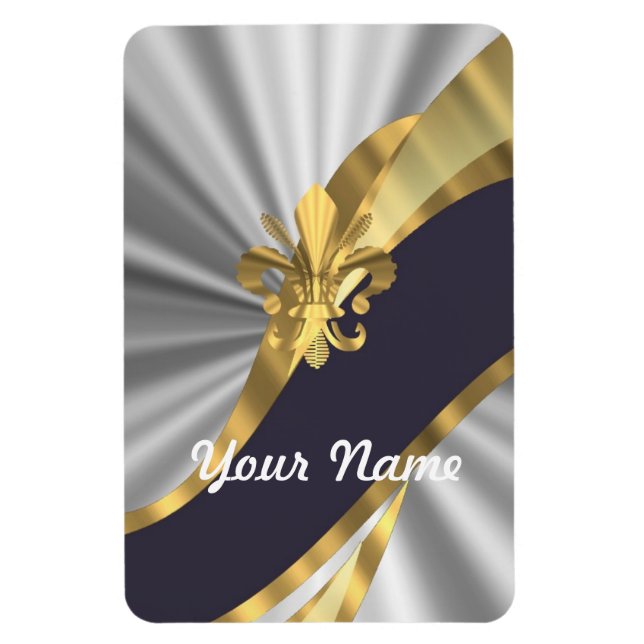 Silver & gold Fleur dy Lys Magnet (Vertical)