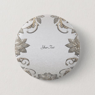 Silver Gold Floral Button