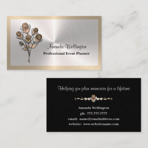 Silver & Gold Floral Event Planner Business Card