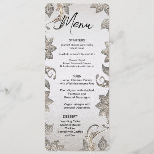Silver Gold Floral Menu