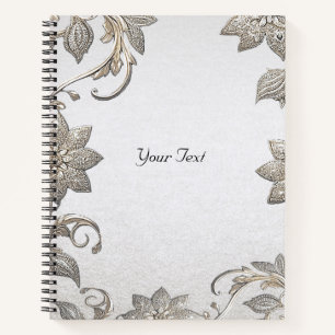 Silver Gold Floral Notebook