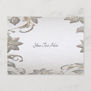 Silver Gold Floral Postcard