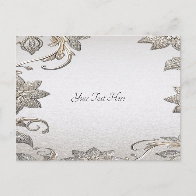 Silver Gold Floral Postcard (Front)
