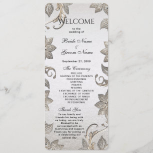 Silver Gold Floral Wedding Program Programme