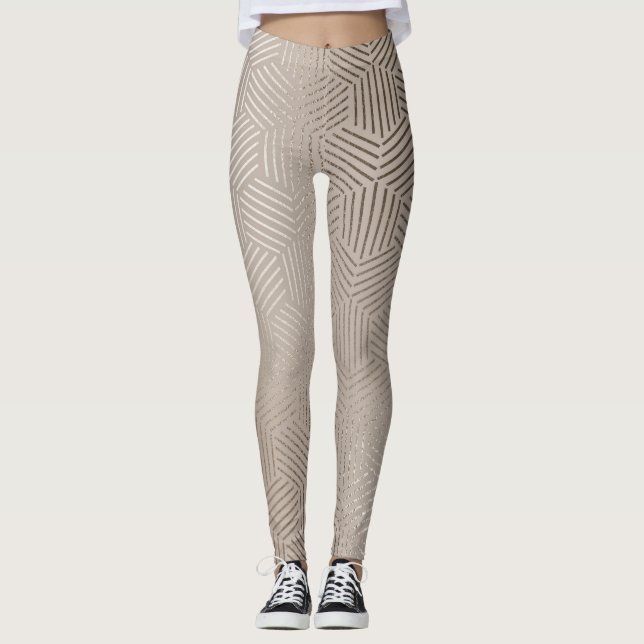 Silver/Gold Geometric Designer Women's Leggings (Front)