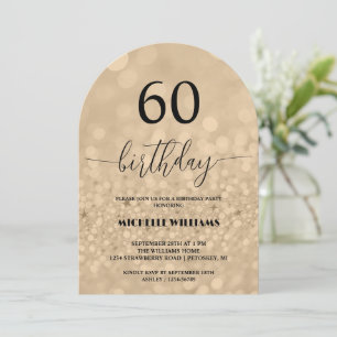 Silver Gold Glitter Calligraphy Birthday Invitation